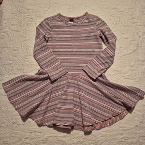 Tea Collection girls size 5 long sleeve striped dress GUC for marks